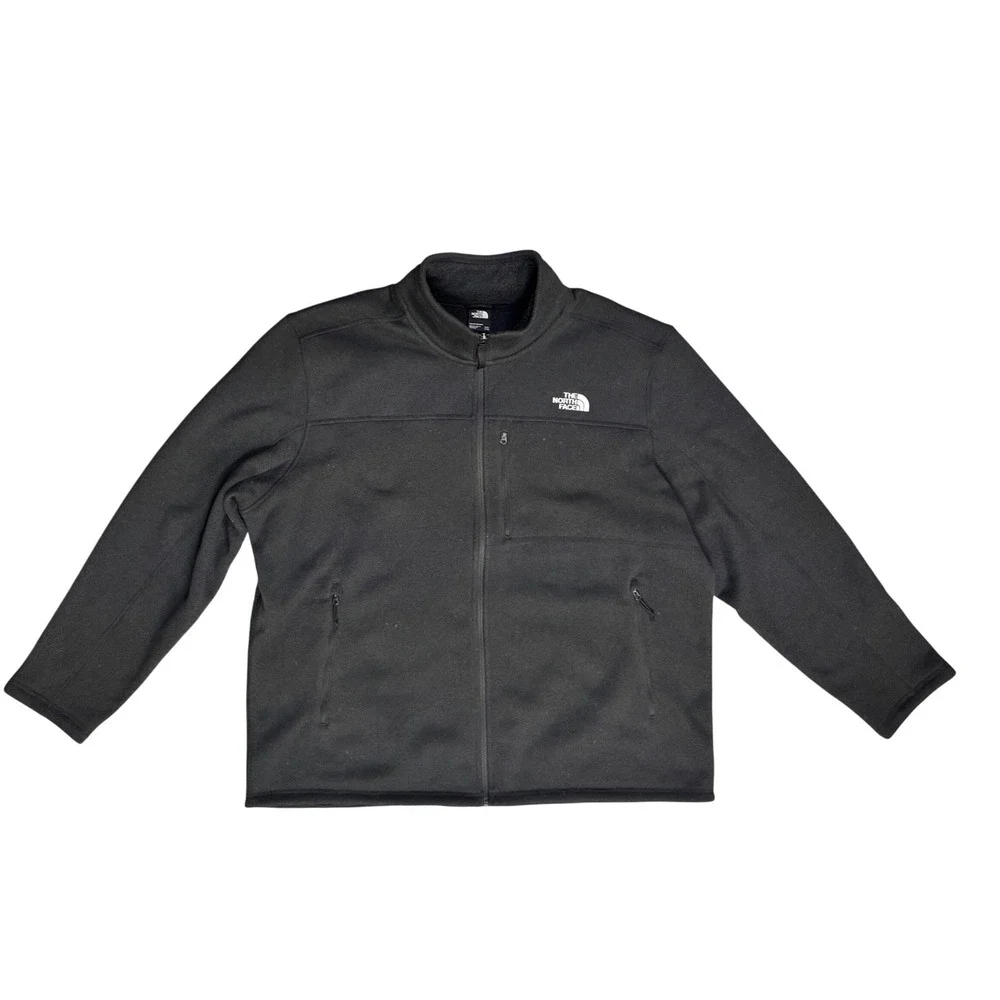 The North Face Mens XXXL Black Full Zip Fleece Jacket‎ High Neck Chest Pocket